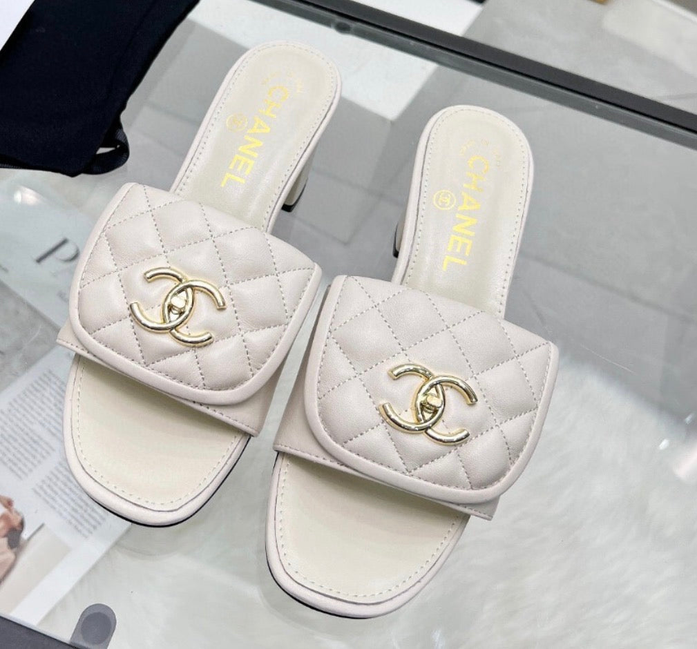 White CC Wedge Heels